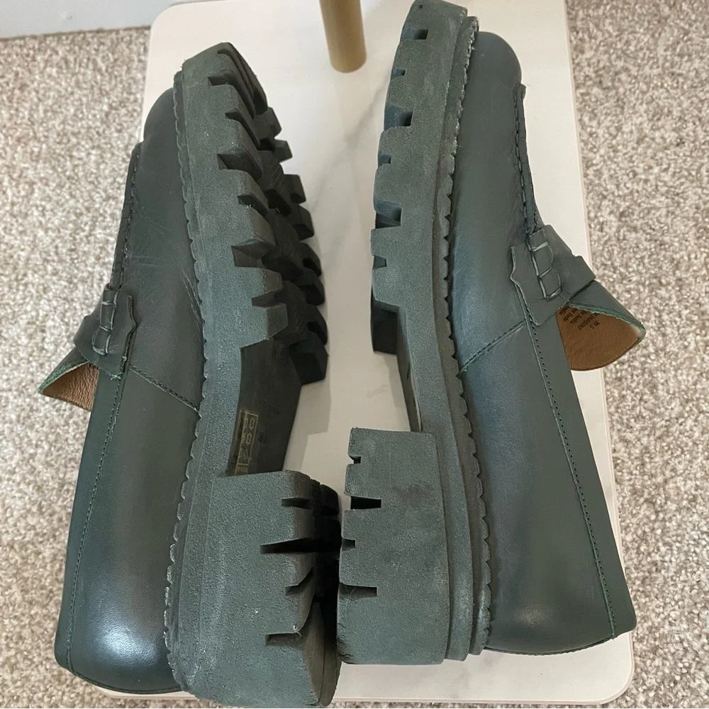 Free People Lyra Lug Sole Green Loafers Size 39.5/9.5 - Picture 9 of 11